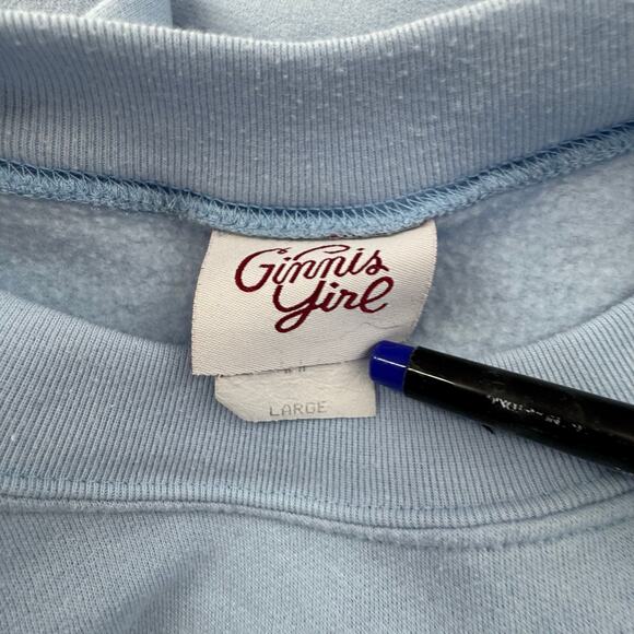 Vintage Floral Embroidered crewneck Blue Grandma USA Ginnis Girl Size Large - Picture 4 of 7